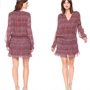 Joie Snow Port Wine Silk Paisley Boho mini dress Whimsical Forestfairy Grunge